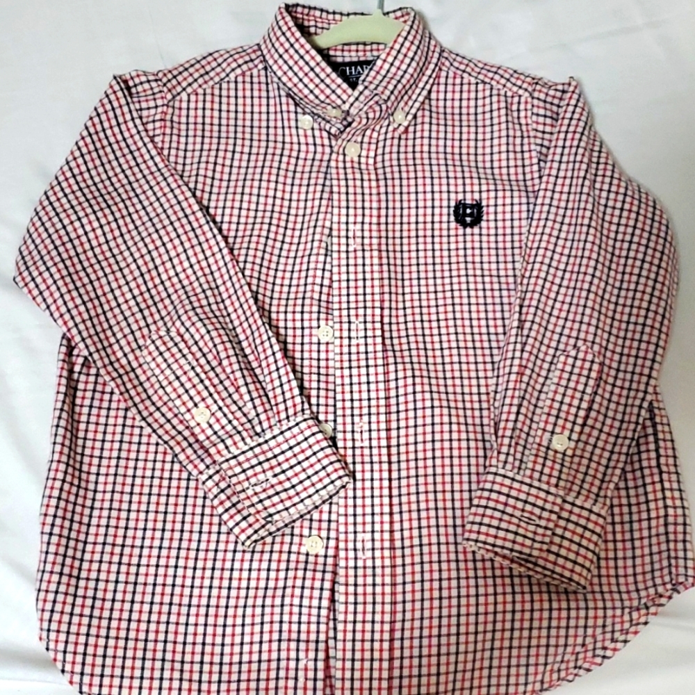 Chaps ref,white,blue strippedbotton down long sleeve shirt